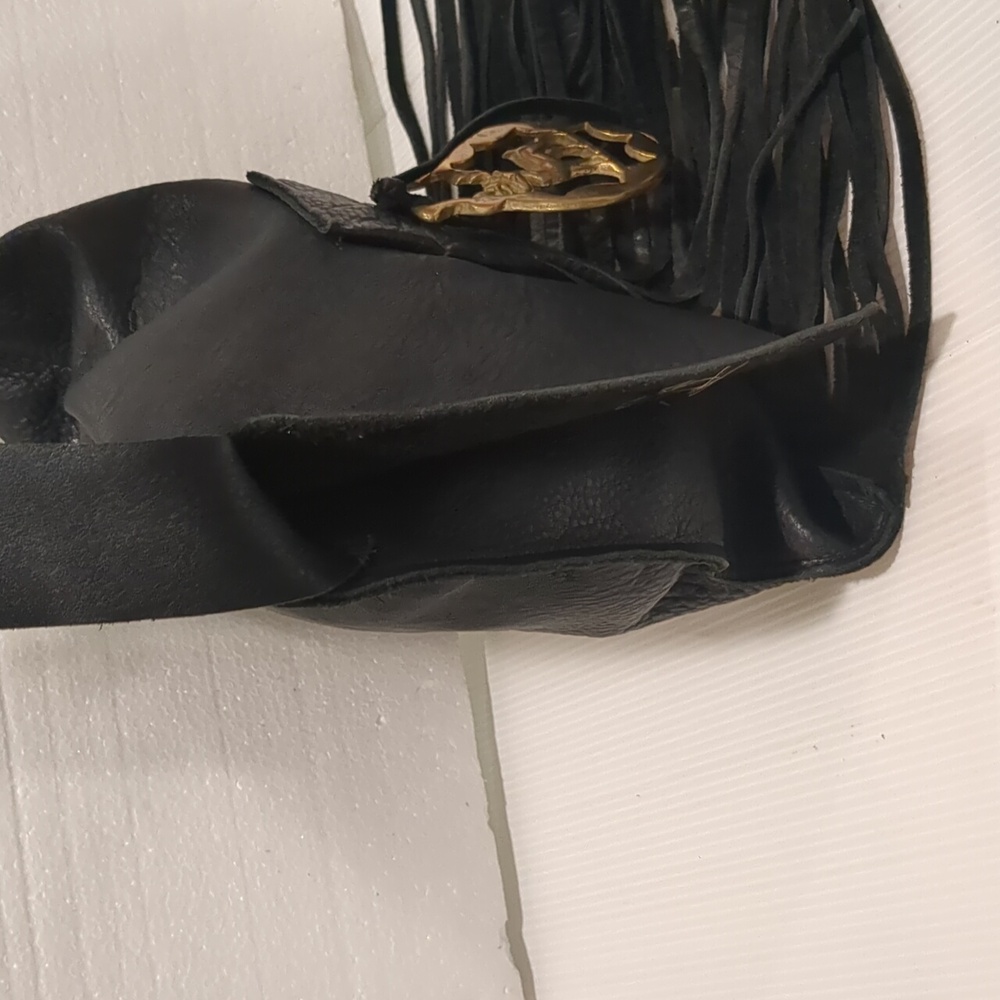 Solid Brass Medallion Crossbody Fringe Crossbody Bag - Picture 6 of 8